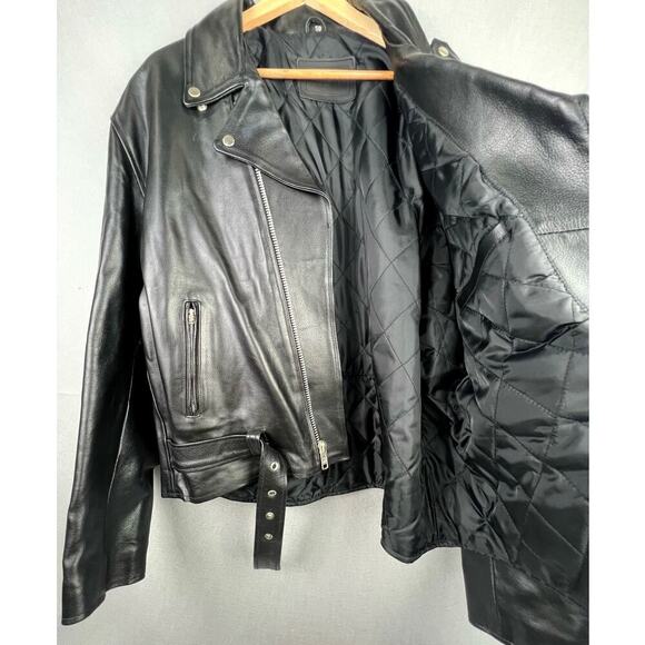MODAL Men's Genuine Leather Heavy Duty Motorcycle Jacket Quilted Liner Black 50 - Picture 5 of 11